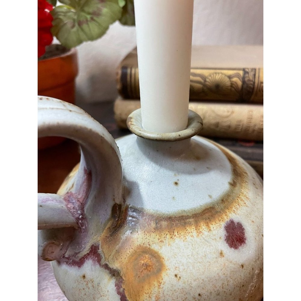 Vintage Chamberlain Pottery Clay OIL LAMP Candle Holder JUG Signed - Picture 7 of 8